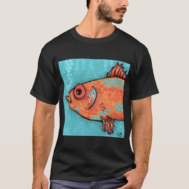 Fish on turquoise T-Shirt (Front)