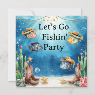Fish Party Texas themed  Invitation