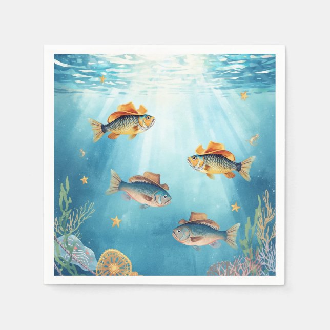 Fish Party Texas themed Napkin (Front)