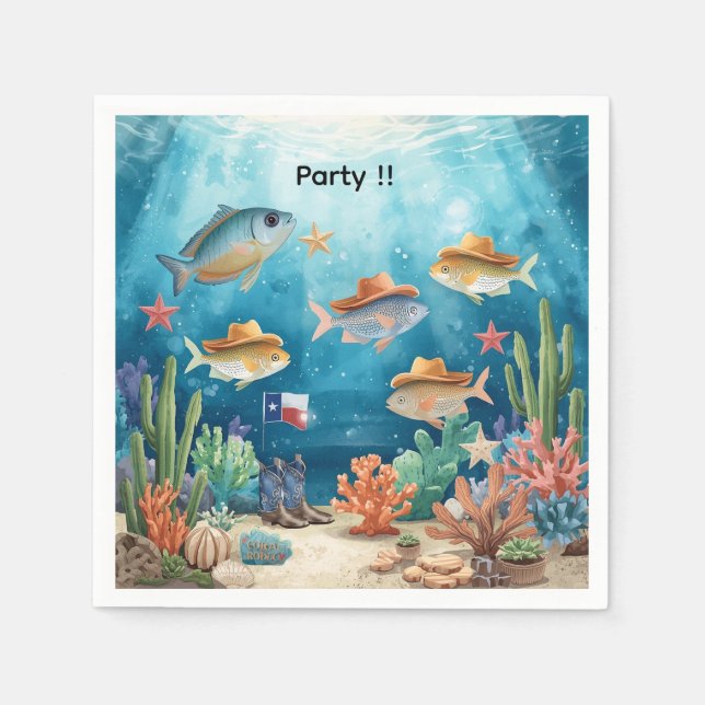 Fish Party Texas themed Napkin (Front)