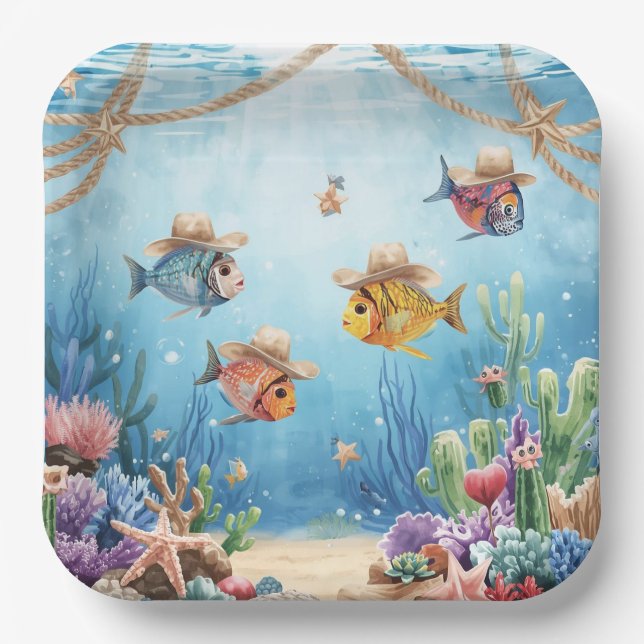 Fish Party Texas themed  Paper Plate (Front)
