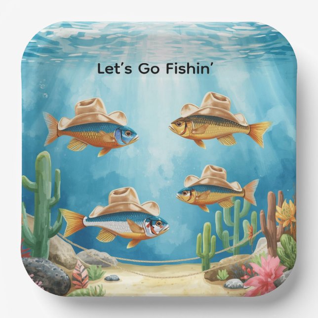 Fish Party Texas themed  Paper Plate (Front)