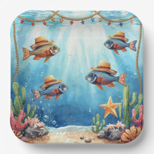 Fish Party Texas themed Paper Plate