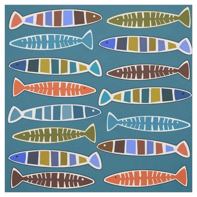 Fish Pattern custom colour fabric (Swatch)