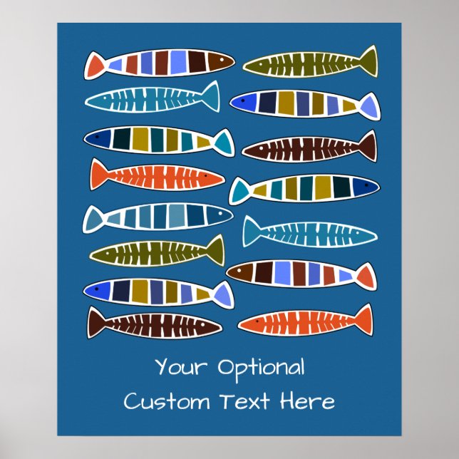 Fish Pattern custom text & colour poster (Front)