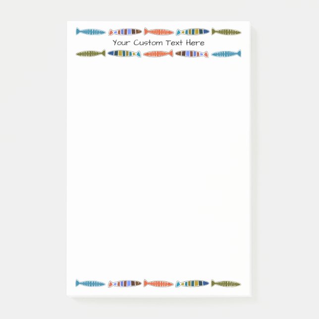 Fish Pattern custom text Post-It notes (Front)