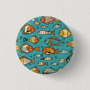 Fish pattern gift ideas 3 cm round badge