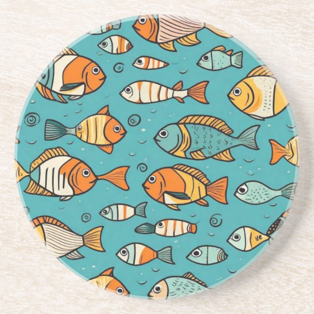 Fish pattern gift ideas coaster (Front)