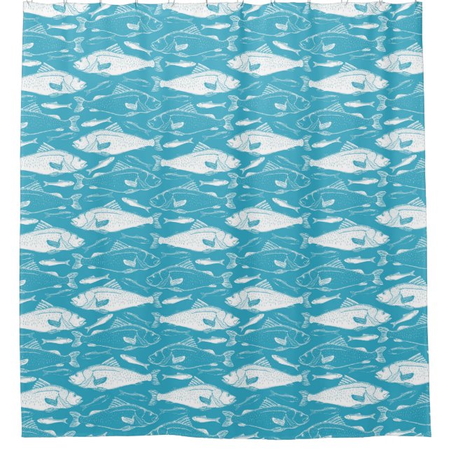 Fish Pattern Shower Curtain (Front)