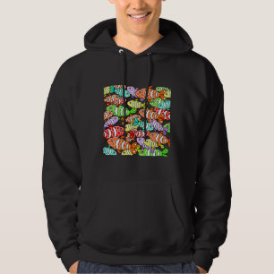 Fish Pattern Underwater School Of Clown Fish Hoodie