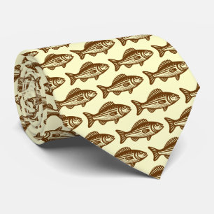 Fish Pattern - Walnut and Pale Yellow Tie