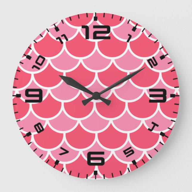 Fish Pink Scales Pattern-28543 Large Clock (Front)