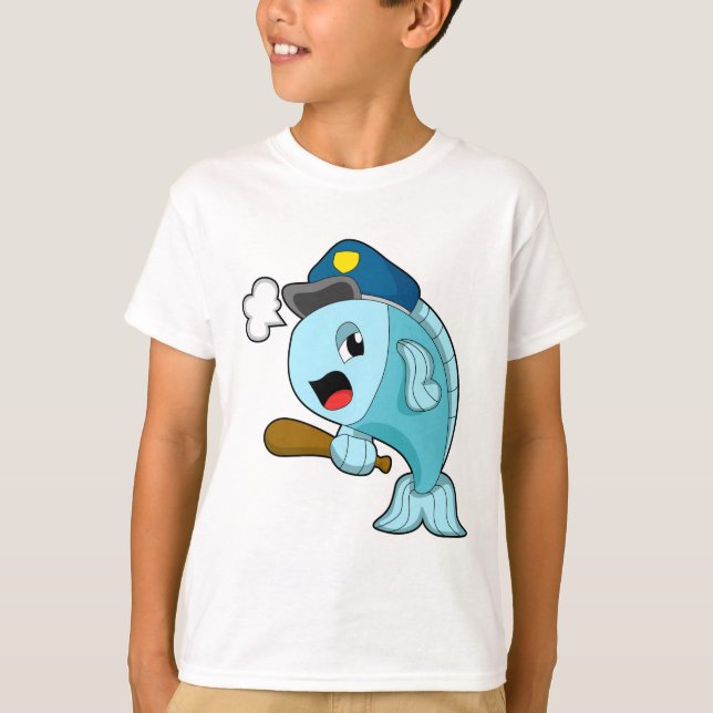Fish Police officer Police hat T-Shirt (Front)