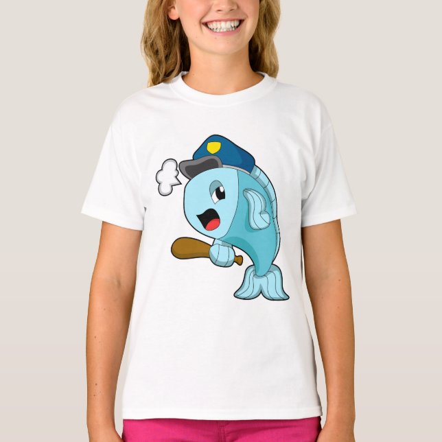 Fish Police officer Police hat T-Shirt (Front)