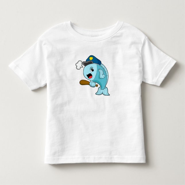 Fish Police officer Police hat Toddler T-Shirt (Front)