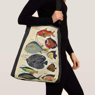 fish print crossbody bag