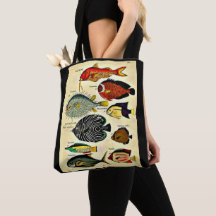 fish print tote bag