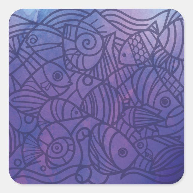Fish Purples Square Sticker (Front)