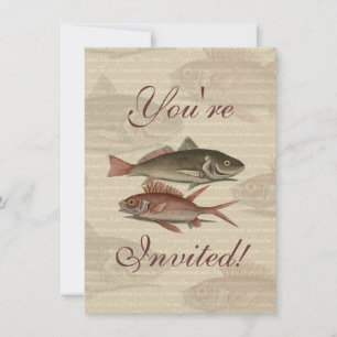 Fish Red Perch Fisherman Art Invitation