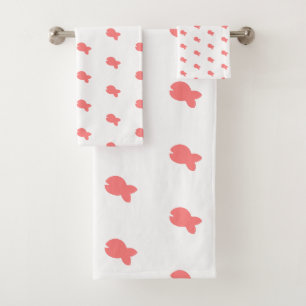Fish Repeat Kids Baby White Bath Towel Set