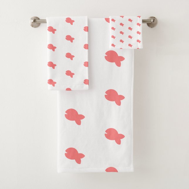  Fish Repeat Kids Baby White Bath Towel Set (Insitu)