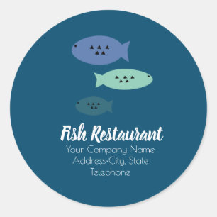 Fish Restaurant Shop Fishing Business Label
