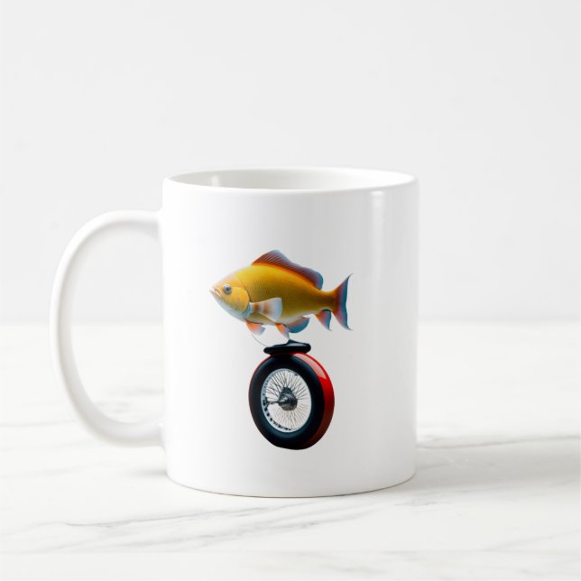 Fish riding electric unicycle coffee mug (Left)