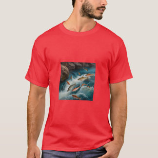 Fish river water Flower Painting T-Shirt