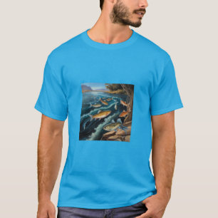 Fish river water Flower Painting  T-Shirt