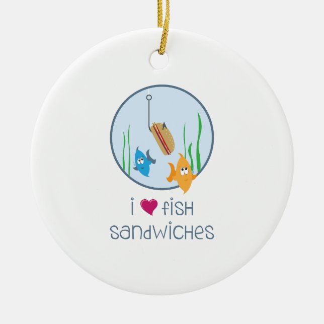 Fish Sandwiches Ceramic Tree Decoration (Front)