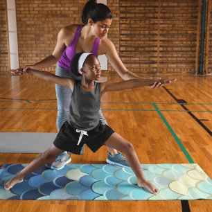 Fish Scale Pattern Blue Sky Background Golden Yoga Mat