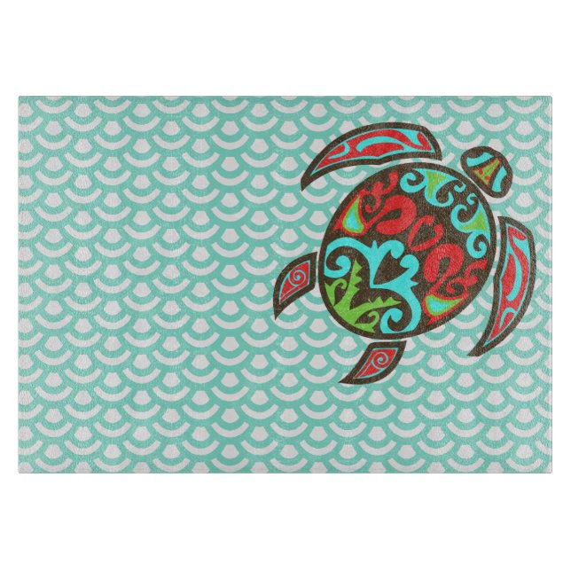 Fish Scales and Colourful Turtle Cutting Board (Front)