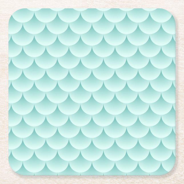 Fish Scales Pattern Square Paper Coaster (Front)