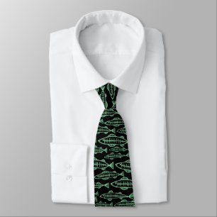 Fish School - Faded Green on Black Tie