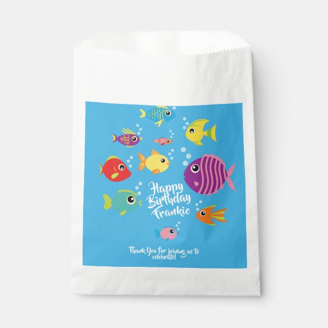 Fish Sea Ocean Kid's Birthday Aquarium Favour Bags (Front)