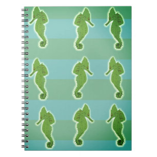 Fish , Seahorse summer green Spiral  Notebook