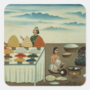 Fish seller, sweetmeat maker and sellers square sticker