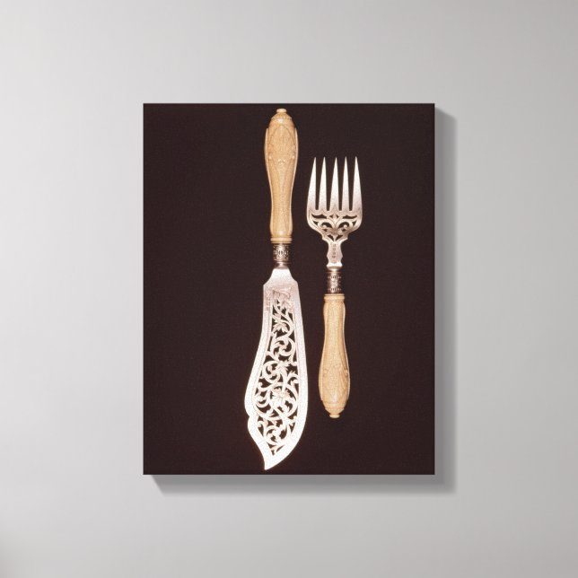 Fish-servers with carved ivory handles canvas print (Front)