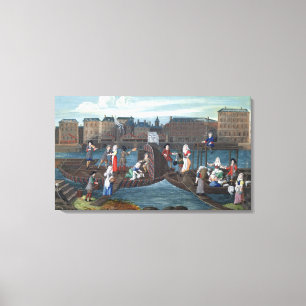 Fish Shop and Laundry Boat at the Quai Canvas Print
