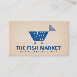 Fish Shopping Cart Seafood Market Business Card