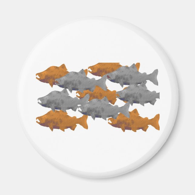 FISH -Silver and Copper Salmon Magnet (Front)