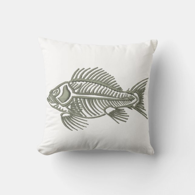 Fish Skeleton Fishing Design Cushion (Front)