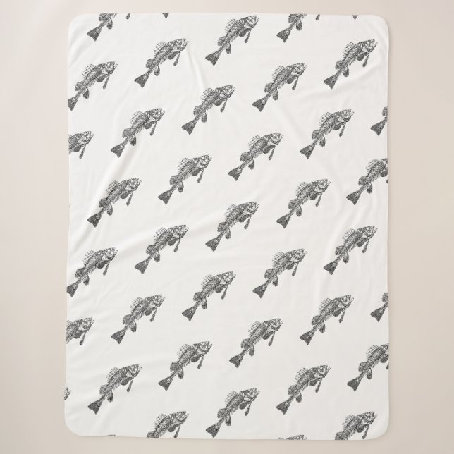 Fish skeleton sherpa blanket (Front)