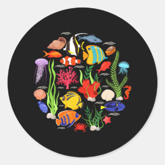 Fish Species Collection Underwater Sea Animal Classic Round Sticker