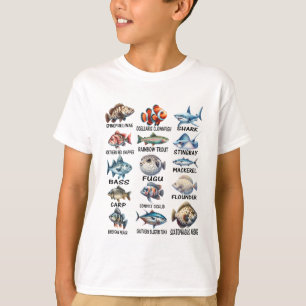Fish Species Types Of Freshwater Fish Fisherkid T-Shirt