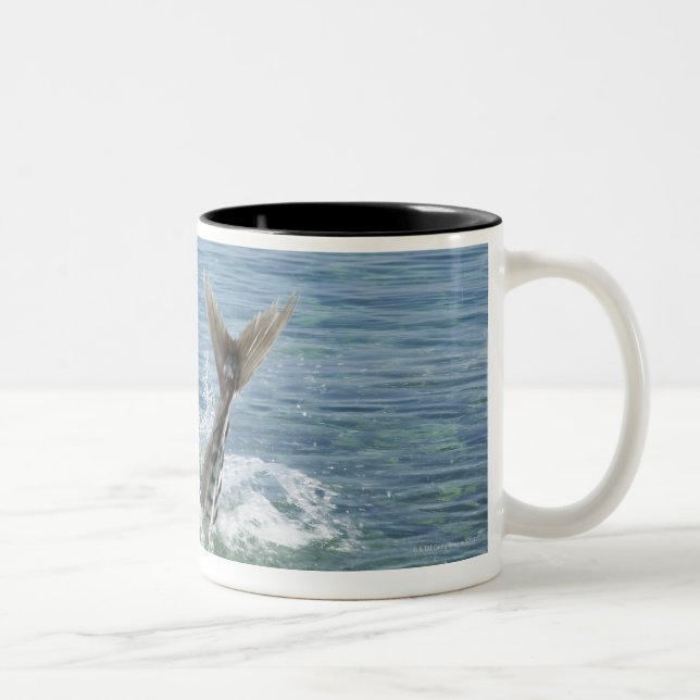 Fish splashing in the sea Two-Tone coffee mug (Right)