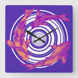 Fish Square Wall Clock