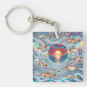 Fish Sunset Key Ring