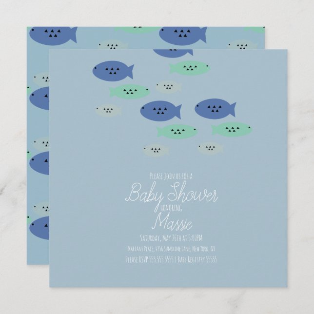 Fish Swimming Aquarium Baby Shower   Card (Front/Back)