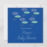 Fish Swimming Aquarium Blue Baby Shower Thank You